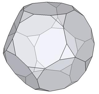 137 Geçici yapı kullanımına adaptasyonu Köşeleri kesilmiş dodekahedronun yatay eksende kesilerek yüksekliği azaltılmış bir yapıya