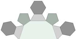 143 Şekil 4.106. Yatay eksende kesilen Köşeleri kesilmiş ikosahedronun yüzey açılımı Şekil 4.107. Köşeleri pahlanmış beşgen taban yüzeyi Çizelge 4.27.