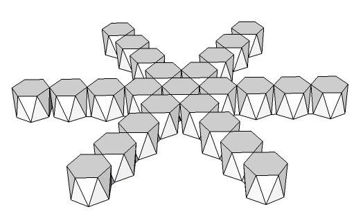 gelmeleriyle çok eksenli doğrusal modellemeler oluşturulmaktadır. Kesik küboktahedronların çok eksenli doğrusal modellemeleri Şekil 5.