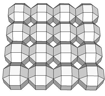 oluşturulmaktadır. Rombik küboktahedron kullanılarak adapte edilmiş geometrik şeklin peteksi yapıda modellenmesi Şekil 5.