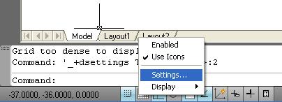 Grid ve Snap değerleri Drafting Settings penceresi üzerinden ayarlanır.