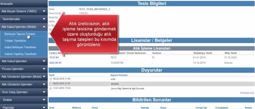 Atık Kabul İşlemleri Geri Kazanım Tesisi / Geçici