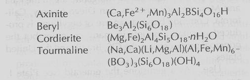 Aksinit(Ca,Fe +2, Mn) 3 Al 2 BSi 4 O 16 H Triklinik, Kristal agregatları halinde, masif, tanesel ve lamelli, Dar