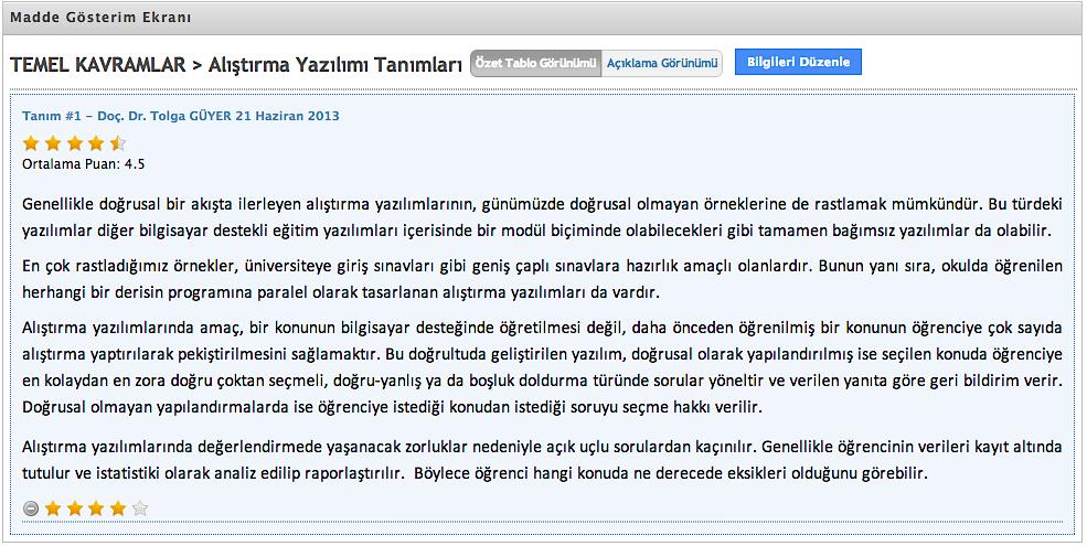 ÜYE KULLANIMI Herhangi bir maddeye ait bilgileri görüntülediğinizde, eğer o maddeye daha önceden bilgi girişi yapmışsanız Bilgileri Düzenle butonu