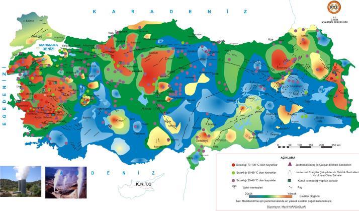 4 te Türkiye de bulunan jeotermal alanlar görülmektedir.