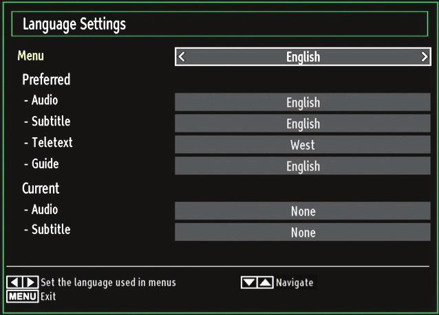 Settings Menu Items Conditional Access: Controls conditional access modules when available. Language: Confi gures language settings. Parental: Confi gures parental settings.