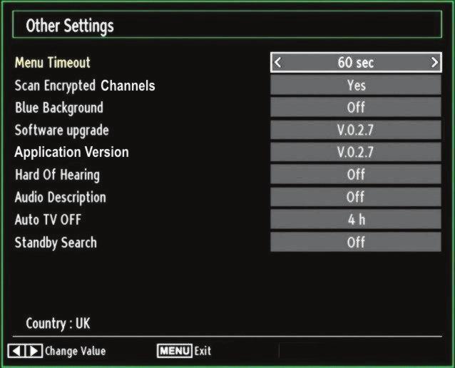 Select Sources in the Settings menu and press OK button. Press or buttons to select a source. Use or button to enable or disable the selected source. Changes are automatically stored.