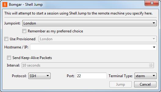 Bomgar aracılığıyla bir Shell Jump gerçekleştirmek için Shell Jump etkinleştirilmiş bir Jumpointe erişiminiz olmalı ve kullanıcı izinlerinizin İzin Verilen Jump Yöntemleri: Shell Jump.