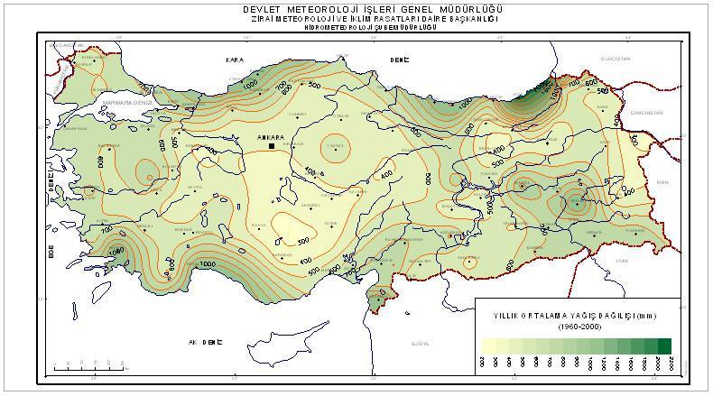 Türkiye Yıllık Ortalama Yağış Kaynak: Devlet