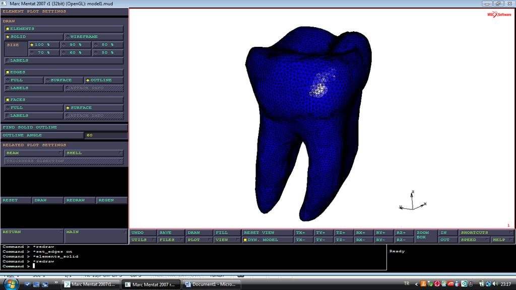 USA) 2007 sürümüne aktarılmıştır. Hazırlanan diş modeli Wheeler Diş Anatomisi Atlasındaki 107 ilgili dişin ortalama boyutlarıyla uygun hale getirilmiştir. (Şekil 2) Şekil 2- Mandibular sağ 1.