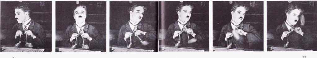 "l7 Chaplin 'in dehası, "Ekmek Parçalannın Dansı" (The Dance of the Rolls) adlı bu altı resimlik silsilede belirgin olarak görülüyor.