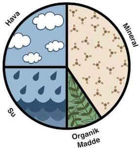 Toprağın Bileşenleri Toprak %45 oranında mineral, %5