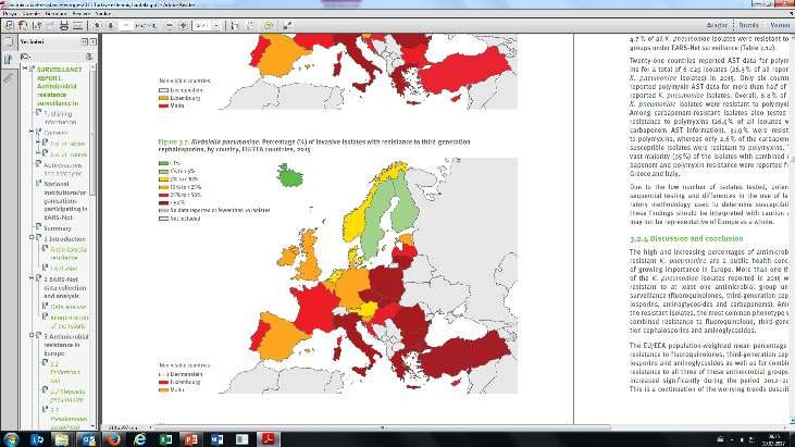 İnvaziv K.pneumoniae izolatlarında 3. kuşak sefalosporin direnç yüzdeleri, AB Ülkeleri ve Türkiye 2012 Türkiye: %57 AB Ort: %25.