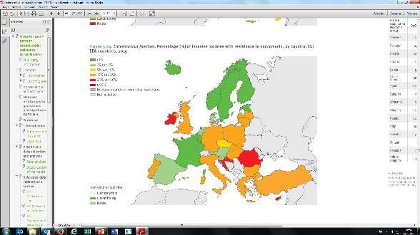 İnvaziv E.faecium izolatlarında vankomisin direnç yüzdeleri, AB Ülkeleri ve Türkiye 2012 Türkiye: %17 AB Ort: %8.