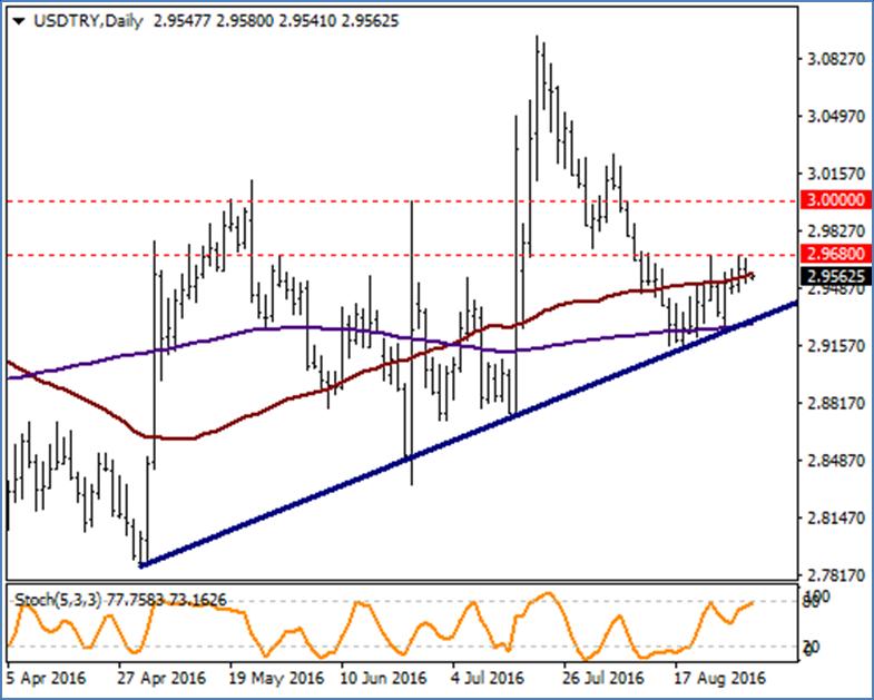 USD / TRY Küresel piyasalarda dolarda meydana gelen toparlanmalara bağlı olarak değerlenen parite 50 günlük ortalaması olan 2.9580 seviyesinin etrafında seyrediyor.