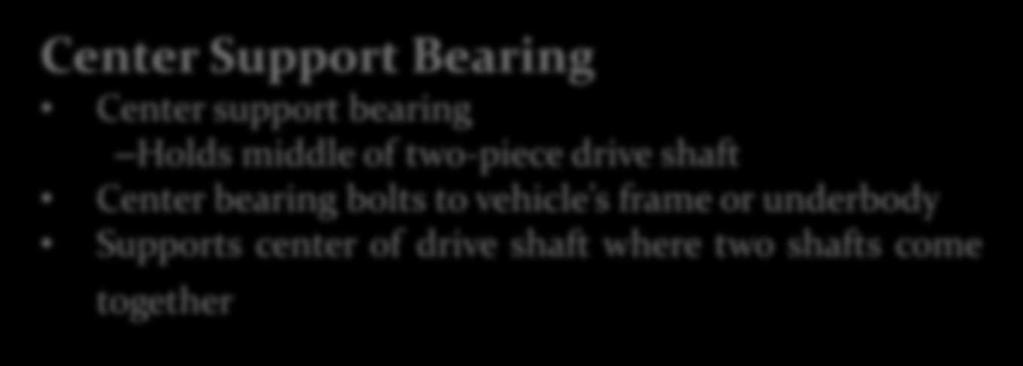 Center Support Bearing Center support bearing Holds middle of two-piece