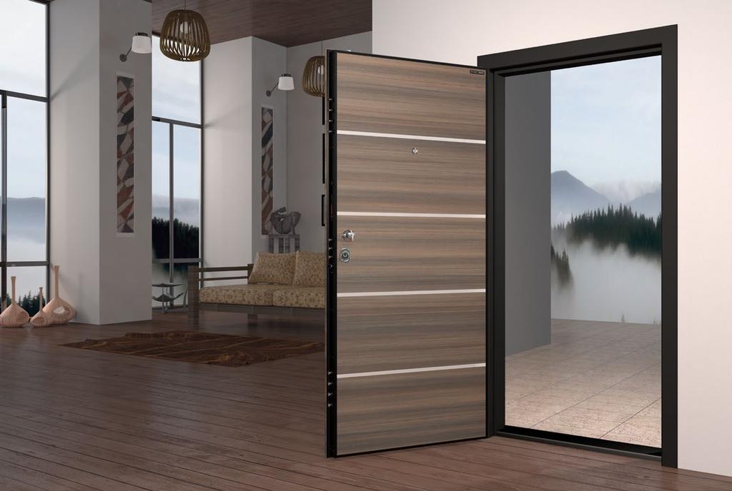 INOX SERIES İ610 Mystic Ahşap Mystic Wood Kanat ön yüz özel tasarım 8 mm Mdf üzerine laminat ve inox kaplama.