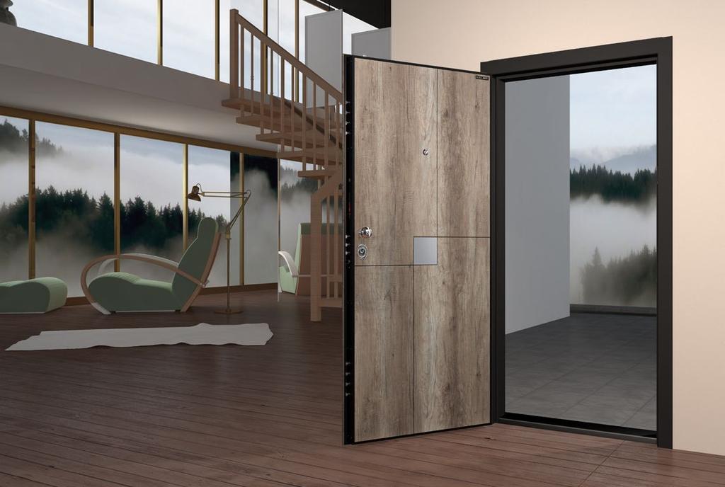 INOX SERIES İ617 Toscana Meşe Toscana Oak Kanat ön yüz özel tasarım 8 mm Mdf üzerine laminat ve inox kaplama.