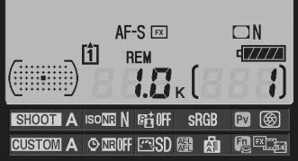 A AF-Alan Modu AF-alan modu bilgi ekranında gösterilir.