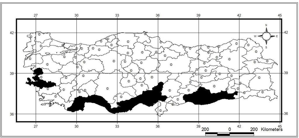 28 Harita 3.11. Trichoferus preissi ün Türkiye yayılışı (Heyden, 1894) Dünya yayılışı: Türkiye Korotip: Anatolian.