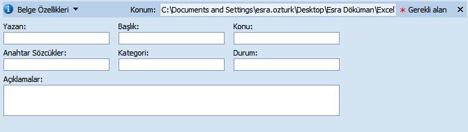 Bölüm 9 Dosyayı Kullanıma Hazırlamak ve Yayımlamak Dosya Özellikleri Excel de dosyanın yazarı, başlığı, açıklaması gibi bilgiler tanımlanarak dosya özellikleri oluşturulabilir.