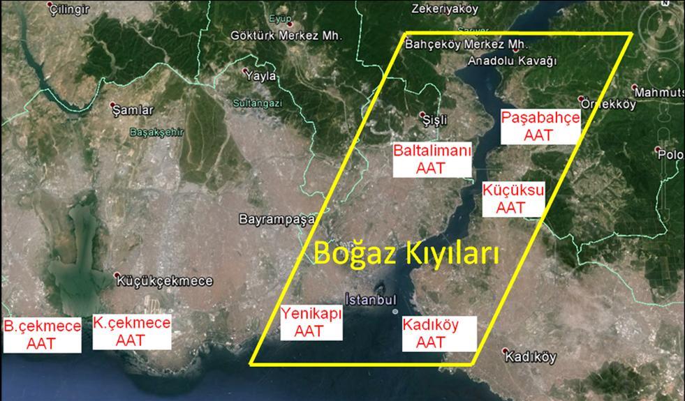 İstanbul da Bazı Büyük AAT ler için Alan Sorunu İstanbul Boğazı ve Karadeniz kıyısındaki mekanik AAT ler projede öngörülen sistem ile