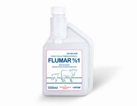 FLUMAR %1 Dökme Çözelti Flumar Dökme Çözelti %1; her ml sinde 10 mg flumetrin içeren berrak açık sarı renkli insektisit akarisit çözeltidir.