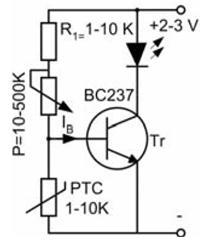 1.5.6. Ntc li Isıya Duyarlı Devre Şekil 1.11: Ntc li ısıya duyarlı devresi Şekil 1.11 deki lamba karartma devresinde kullandığımız LDR yerine NTC bağlanarak yapılmıştır.