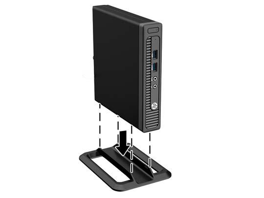 Masaüstünden kule yapılandırmasına geçiş Bu bilgisayar, HP'den satın alınabilen isteğe bağlı bir kasa standı ile kasa biçiminde kullanılabilir. 1.