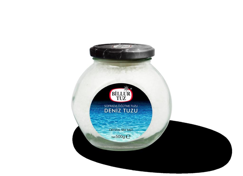 SOFRADA ÖĞÜTME TUZLARI / TABLE COARSE SALT DENİZ TUZU CRYSTAL SEA SALT Net Ağırlık / Net Weight : 500 g : Kavanoz / Jar