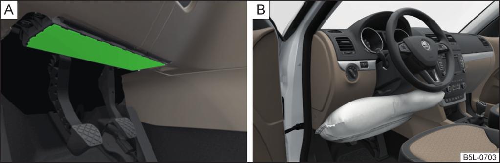 Doğru oturma pozisyonu Sürücü ve ön yolcu için, direksiyon simidinden veya kumanda panelinden en az 25 cm'lik bir uzaklığı muhafaza etmek önemlidir A» Şek. 142.