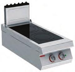 PİŞİRME ÜNİTELERİ / Cooking Units Enfrarujlu Seramik Ocaklar Infrared Cooking Ranges 900 Serisi / 900 Series 18/10 Paslanmaz çelik yüzey, 20/10 mm kalınlık. Ceran Seramik cam pişirme yüzeyi.