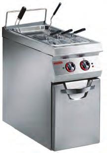 PİŞİRME ÜNİTELERİ / Cooking Units Elektrikli Makarna Pişirici Electric Pasta Cookers 900 Serisi / 900 Series 18/10 Paslanmaz çelik yüzey, 20/10 mm kalınlık.