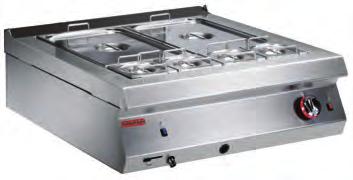 PİŞİRME ÜNİTELERİ / Cooking Units Gazlı Benmariler Gas Bain Maries 900 Serisi / 900 Series 18/10 Paslanmaz çelik yüzey, 20/10 mm kalınlık.