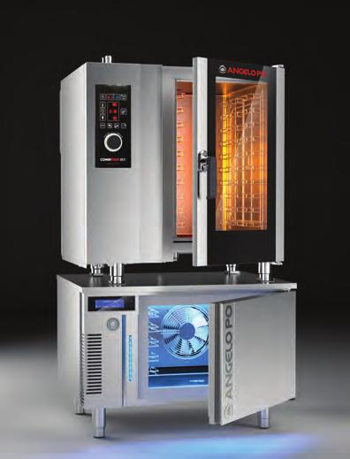 Fırın içi hacmi AISI 304, AISI 316. Mixed oven (steam, hot air, combi). Digital display and library programs. Active humidity control while cooking.