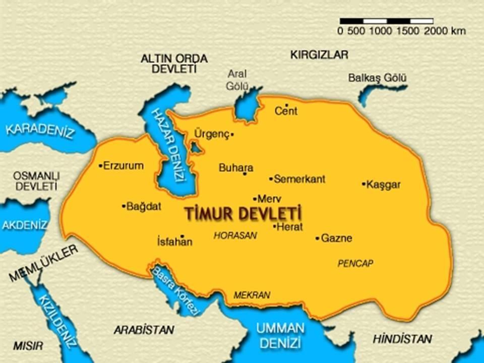 Timur Orta Asya da Çağatay Hanlığını yıkarak kurdu. Timur bat Türklüğüne zarar verdi. Uluğ Bey TİMUR İMPARATORLUĞU (1368-1501) Altnordayı yıkılışa sevk et. Ruslar güneye indi.