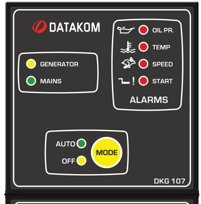Jeneratör Kontrol / Otomotik Kontrol DKG 07 DKG 05 Sabit ayarlı parametreler Ayarlı AC düşük gerilim seviyesi faz şebeke gerilim girişleri faz jeneratör gerilim girişi Boyutlar: 7x7x5mm (GxYxD)