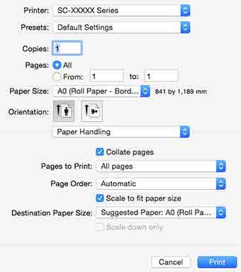 Yazdırma Destekleri B Output Paper (Çıktı Kağıt) listesinden yazıcıya yüklü kağıdın boyutunu seçin. Fit to Page (Sayfaya Sığdır), Reduce/Enlarge (Küçült/Büyüt) olarak seçilir.