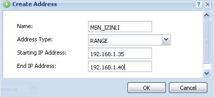 Belirli bir IP bloğunu ifade edeceğimiz için range seçerek başlangıç ve bitiş IP lerini girerek tanımlıyoruz.