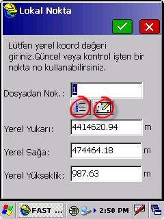 Noktaların koordinatları ncn, txt veya xyz dosyası olarak Nokta Dosyası / Nokta Dosyası Aç menüsü yardımı ile ya da Noktalar / Ekle menüsü yardımı ile programa girilir.