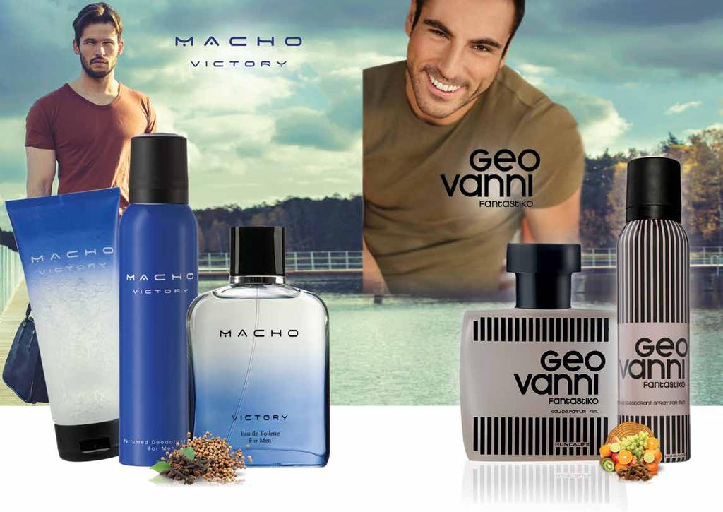 % 45 Macho Victory Deodorant 000 5,00 8,5 Macho Victory EDT 00 ml. İçerisindeki heyecan verici karanfil ve kişniş kokuları ile erkeksi dokunuşu ortaya çıkaran parfüm.