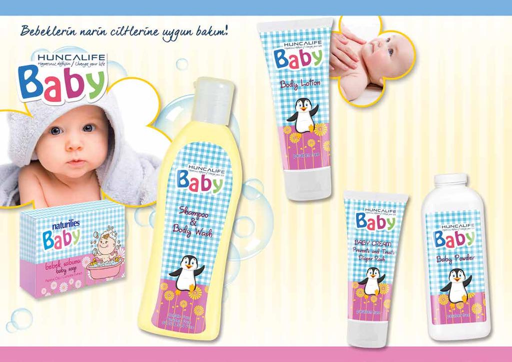 HuncaLife Baby Saç ve Vücut Şampuanı 50 ml İçerdiği papatya özü ile bebeğinizin hassas cildini kurutmaz, saçlarına ipeksi bir yumuşaklık kazandırır.