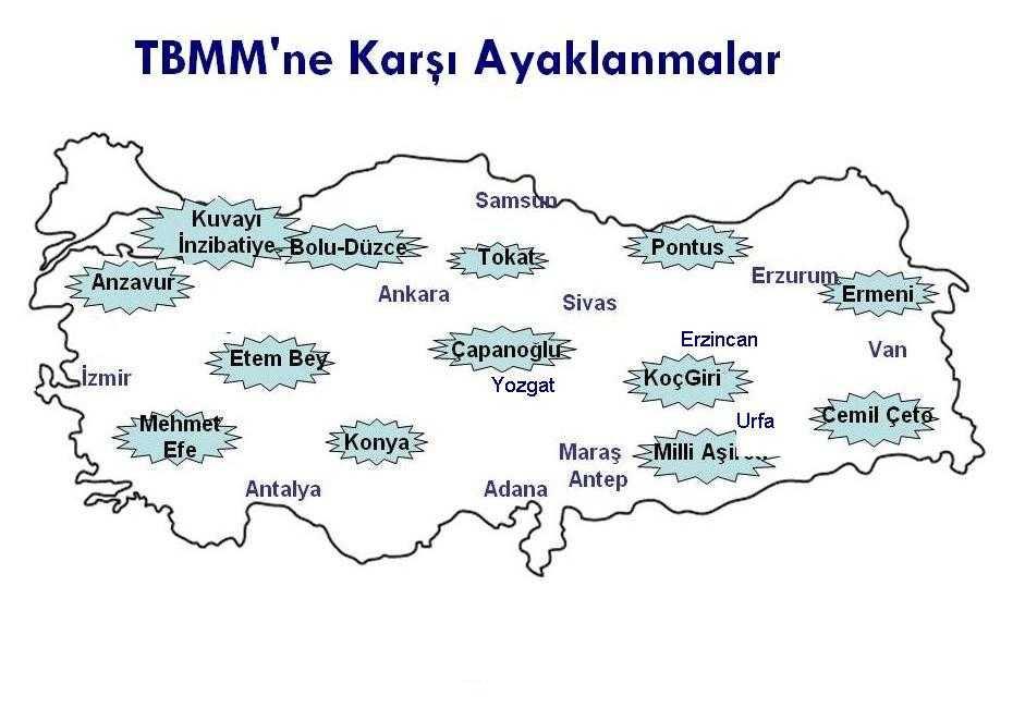 Ayaklanmaların Sonuçları Milli mücadelenin kazanılmasını geciktirmiştir. Anadolu daki işgalleri kolaylaştırmıştır. Çok sayıda Müslüman Türk insanı şehit düşmüştür.