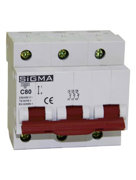 80-100-125A Otomatik Sigortalar 6 ka Kutup Sayısı 1P Minimum Sip.