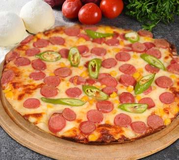 İNCE HAMURLU ENFES PİZZALAR İtalyan Pizza Sos, peynir, salam, sosis,