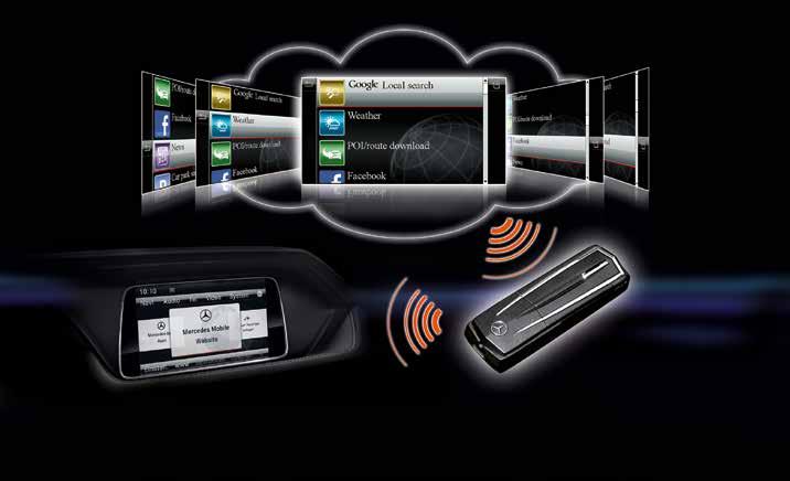 01 Bluetooth (SAP) 1 Telefon Modülü 2 E-Serisi aracınızda Mercedes-Benz Bluetooth (SAP) 1 telefon modülünün ve COMAND Online Multimedya sisteminin bir araya getirilmesi ile web erişiminde, telefon