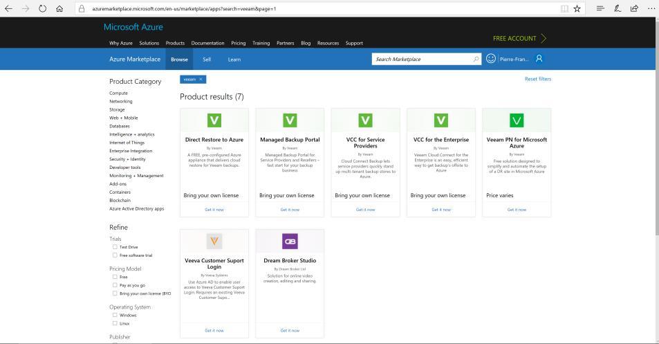 Azure Pazarında Bulunanlar Azure Market'ten SM ler sağlanmaya başlanmıştır SM'leri BYOL'dır (Kendi Lisansınızı Getirin) Cloud Connect for the Enterprise Virtual Machine