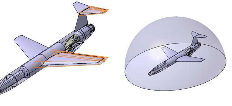 Yüksek Hızlı Hedef uçak geometrisine genel çözüm ağının yanısıra üç farklı bölgeye lokal çözüm ağı atılmıştır.