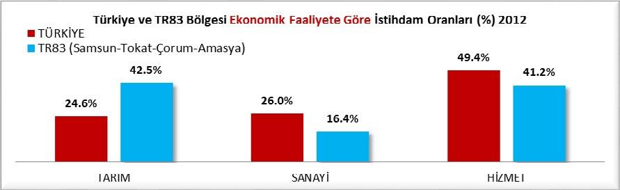 Türkiye de 2012 yılındaki 24 milyon 821 bin kişilik istihdamın %62.9 u Ücretli-Maaşl -Yevmiyeli çalışmakta, %23.9 u kendi hesab na çalışmakta yada işveren durumunda, %13.