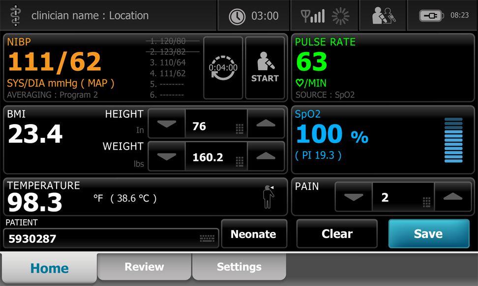 34 Başlatma Connex Spot Monitör NIBP Pulse rate (Nabız hızı) Temperature (Sıcaklık) SpO2 BMI Height, weight, pain (Boy, ağırlık, ağrı) USB ve Bluetooth özelliği Aralıklı profil Aralıklı profil, tek